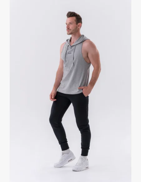 NEBBIA Fitness tielko s kapucňou šedé