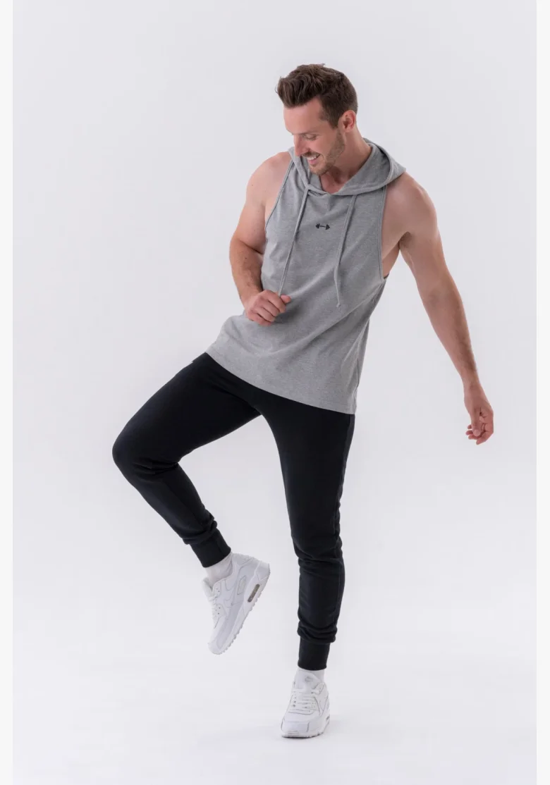 NEBBIA Fitness tielko s kapucňou šedé