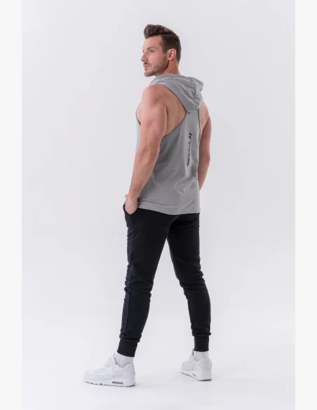 NEBBIA Fitness tielko s kapucňou šedé