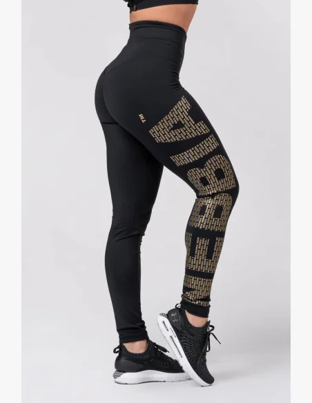 NEBBIA Gold Print Legíny čierna