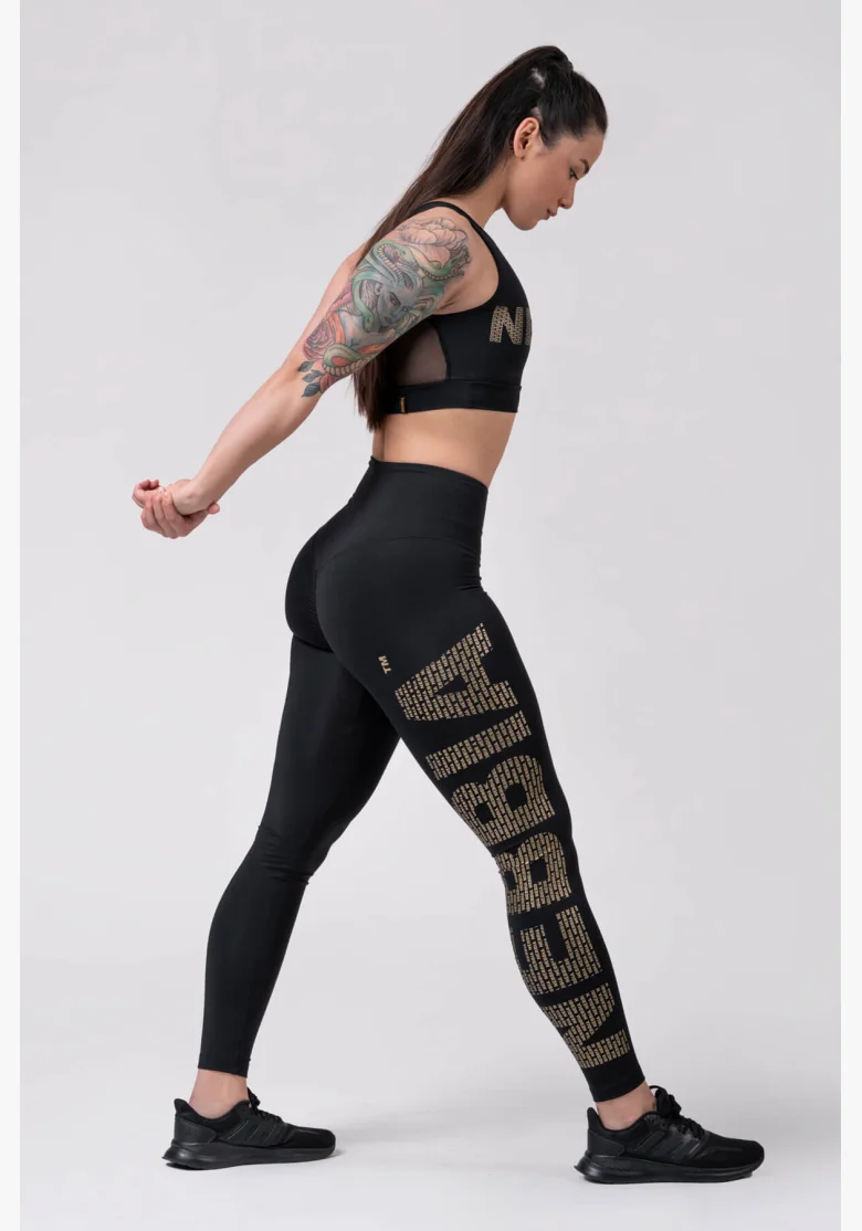 NEBBIA Gold Print Legíny čierna
