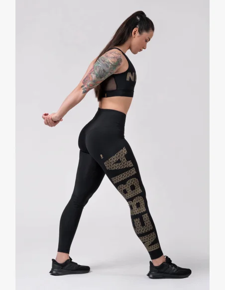 NEBBIA Gold Print Legíny čierna