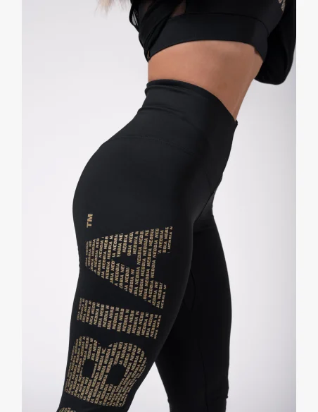 NEBBIA Gold Print Legíny čierna