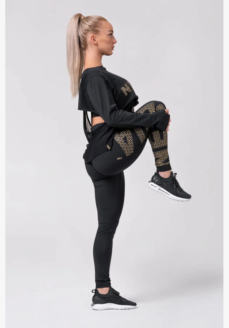 NEBBIA Gold Print Legíny čierna