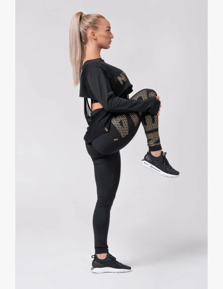 NEBBIA Gold Print Legíny čierna
