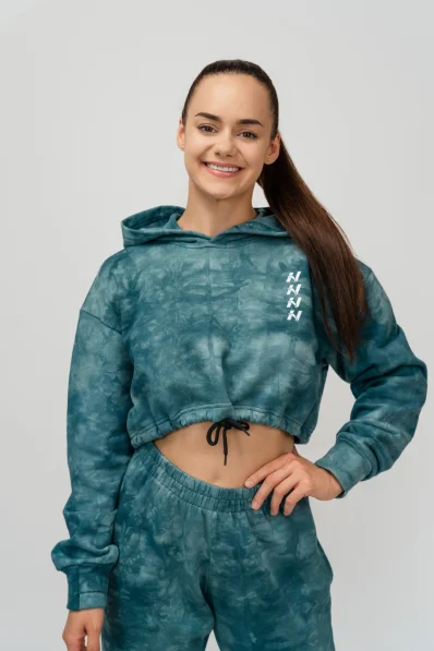 NEBBIA • NEBBIA Re-fresh dámska crop mikina s kapucňou zelená • Nebshop.sk