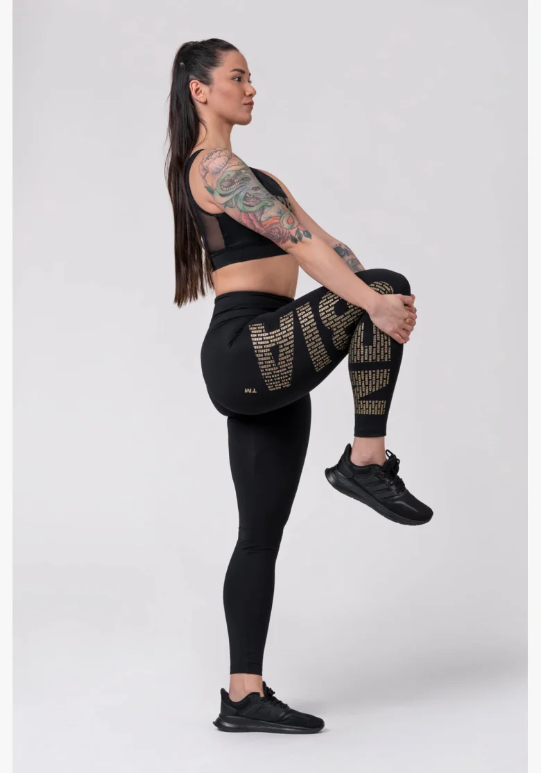NEBBIA Gold Print Legíny čierna
