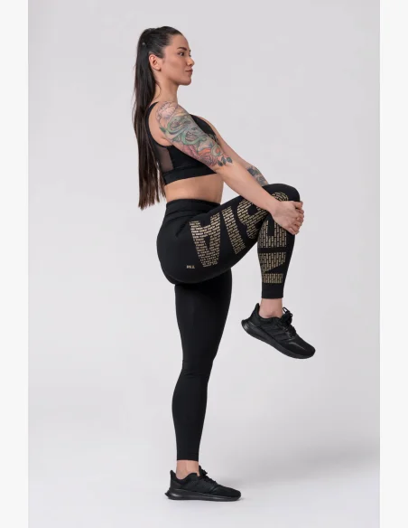 NEBBIA Gold Print Legíny čierna