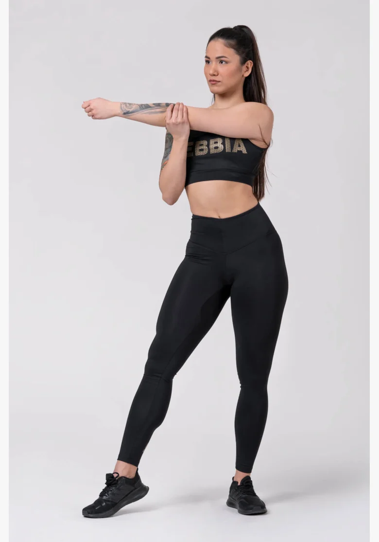 NEBBIA Gold Print Legíny čierna