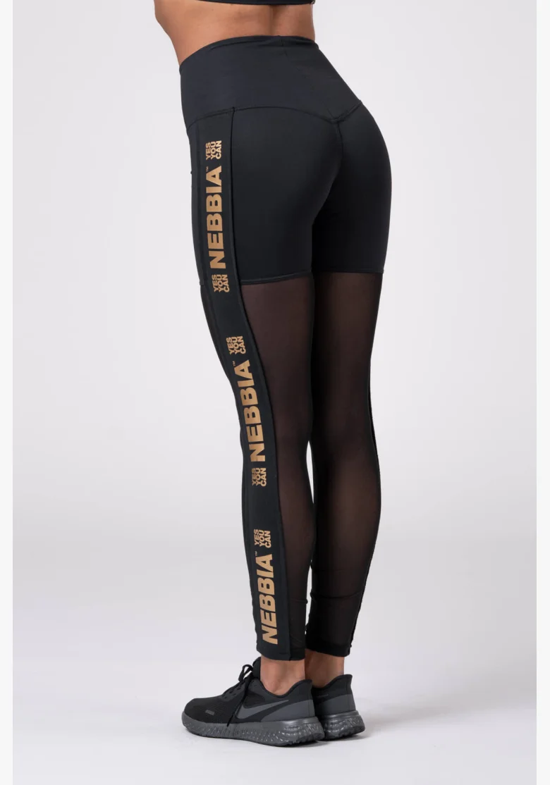 NEBBIA Gold Mesh Legíny čierna