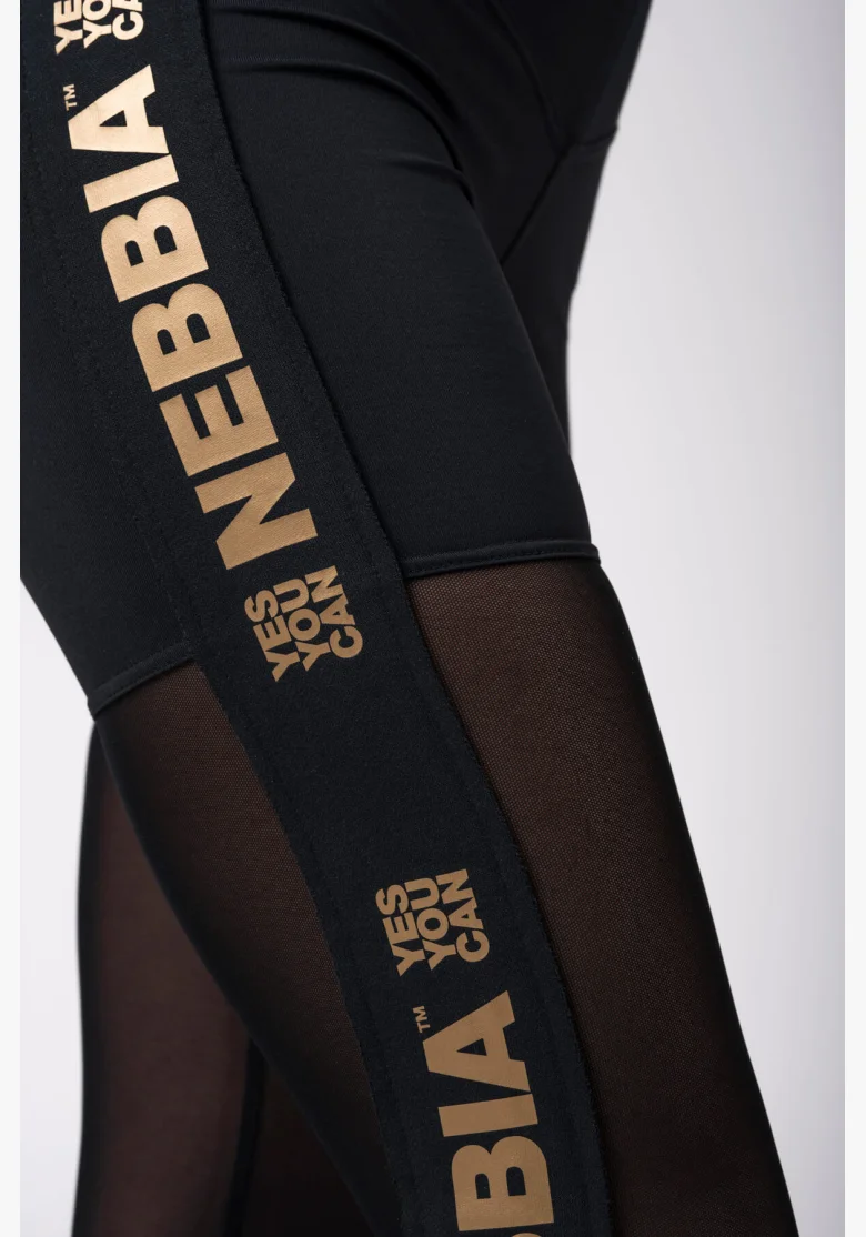 NEBBIA Gold Mesh Legíny čierna