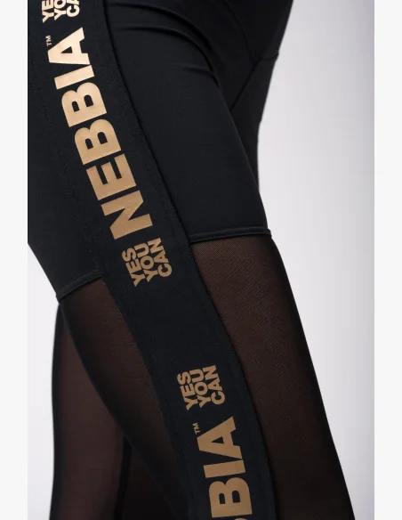 NEBBIA Gold Mesh Legíny čierna