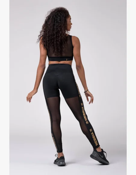 NEBBIA Gold Mesh Legíny čierna
