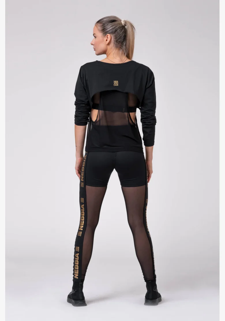 NEBBIA Gold Mesh Legíny čierna