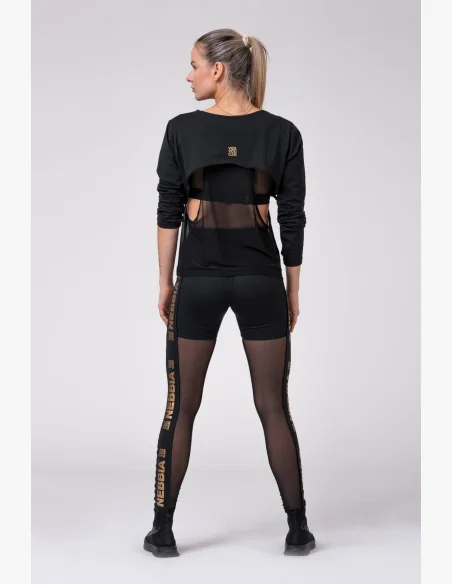 NEBBIA Gold Mesh Legíny čierna