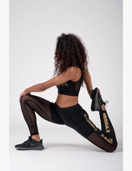NEBBIA Gold Mesh Legíny čierna