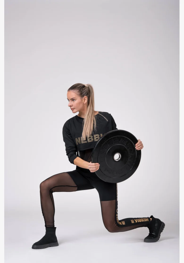 NEBBIA Gold Mesh Legíny čierna