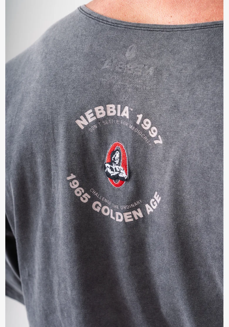 NEBBIA Umývaný bavlnený rag top GOLDEN AGE čierny