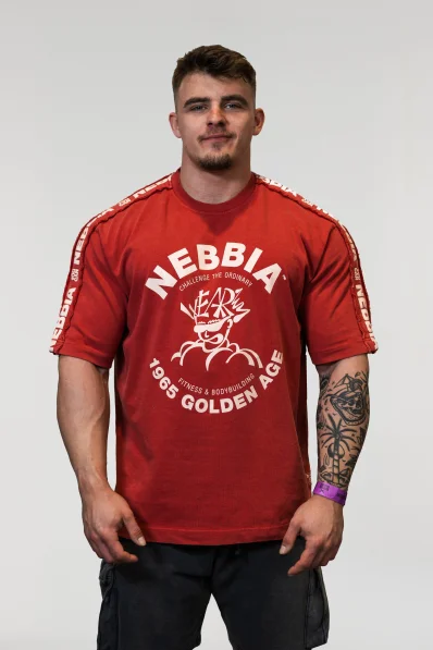 NEBBIA • NEBBIA Washed oversized tričko GOLDEN AGE červené • Nebshop.sk 2