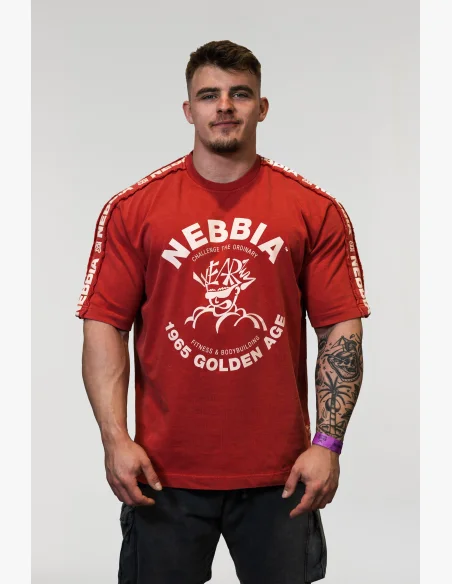 NEBBIA Prané oversized tričko GOLDEN AGE červené