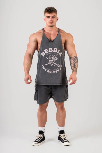 NEBBIA • NEBBIA Washed muscle back stringer GOLDEN AGE čierne • Nebshop.sk
