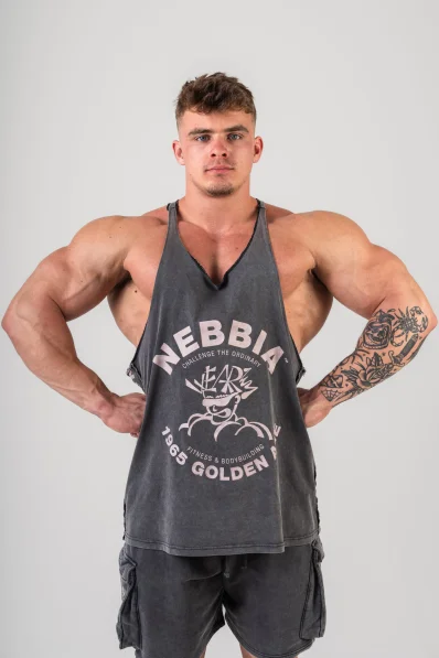 NEBBIA • NEBBIA Washed muscle back stringer GOLDEN AGE čierne • Nebshop.sk 2