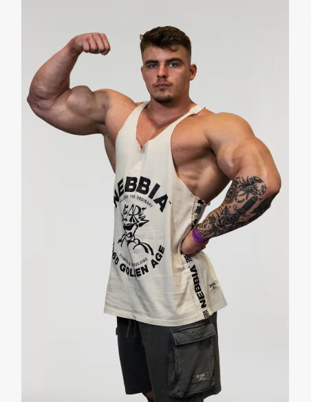 NEBBIA Washed muscle back stringer GOLDEN AGE šedé