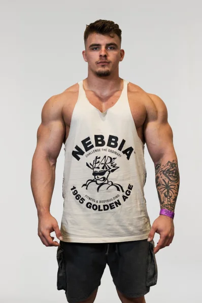 NEBBIA • NEBBIA Washed muscle back stringer GOLDEN AGE šedé • Nebshop.sk