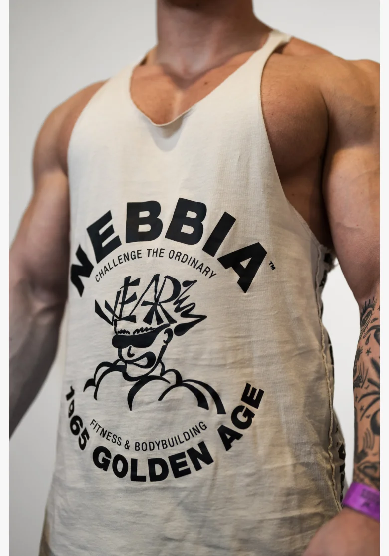 NEBBIA Washed muscle back stringer GOLDEN AGE šedé
