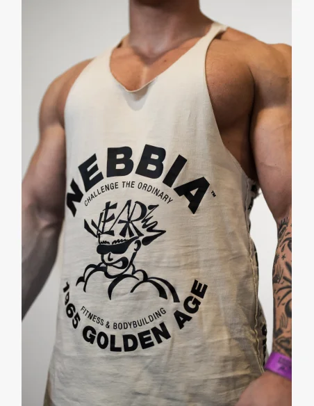 NEBBIA Washed muscle back stringer GOLDEN AGE šedé
