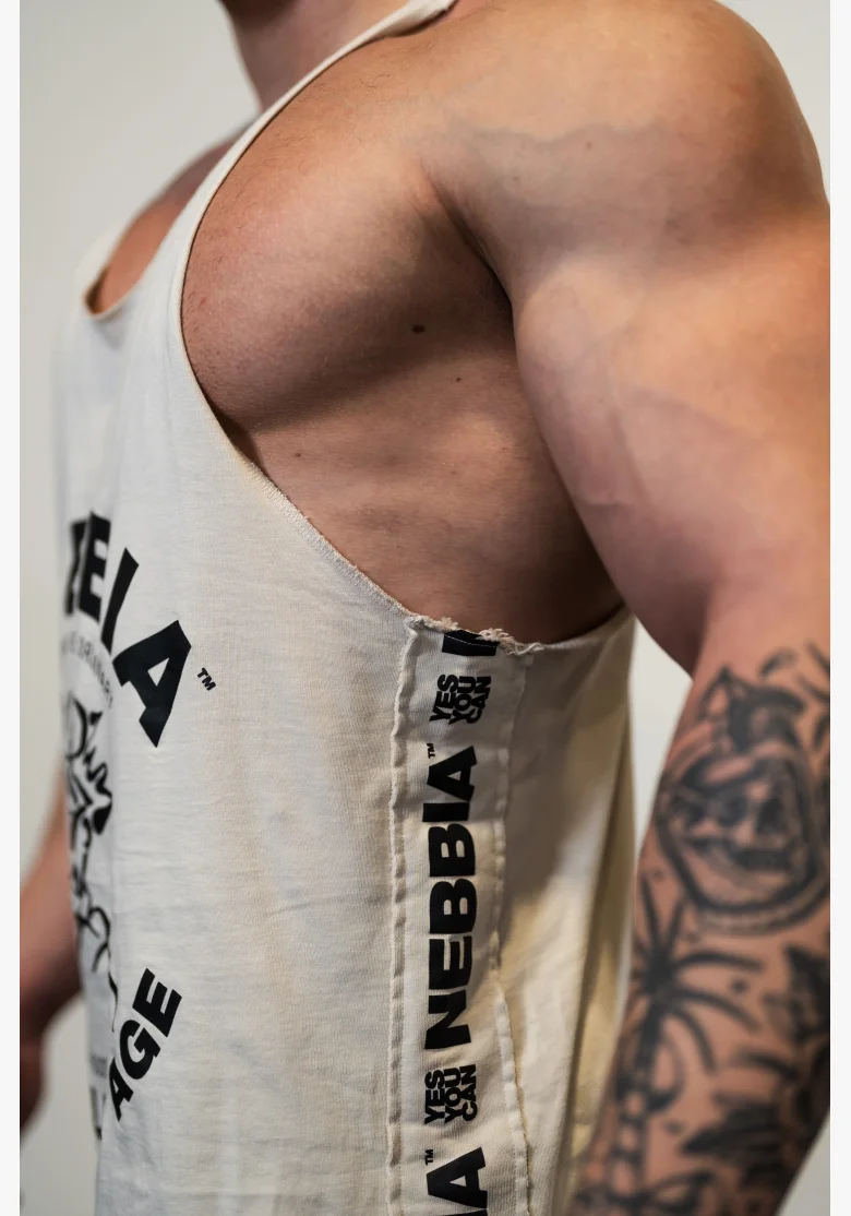 NEBBIA Washed muscle back stringer GOLDEN AGE šedé