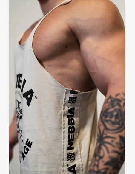 NEBBIA Washed muscle back stringer GOLDEN AGE šedé