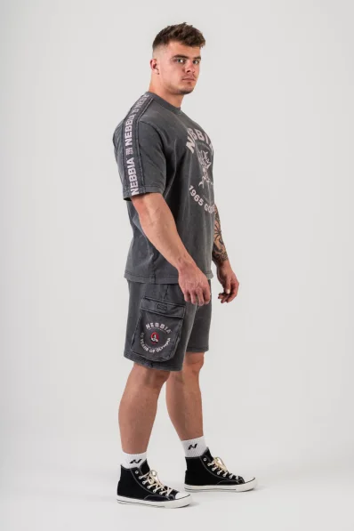 NEBBIA • NEBBIA Washed voľné cargo šortky LEGACY sivé • Nebshop.sk 2