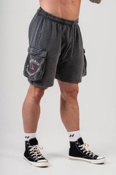 NEBBIA • NEBBIA Washed voľné cargo šortky LEGACY sivé • Nebshop.sk