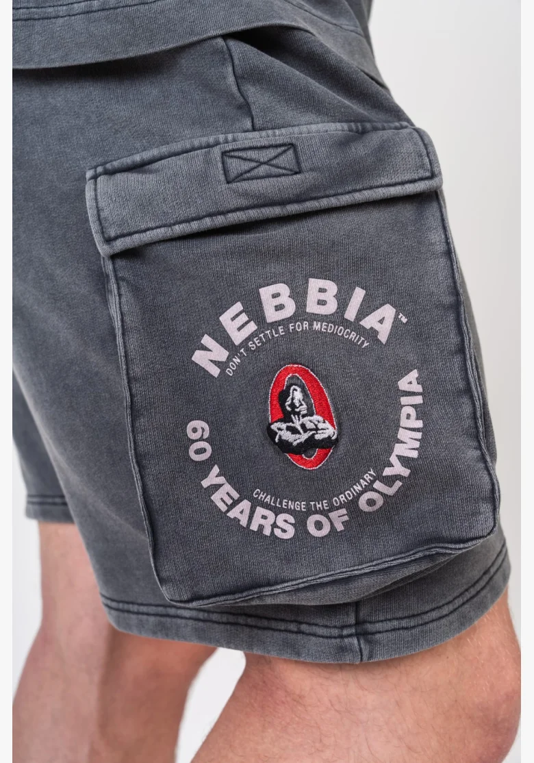 NEBBIA Washed voľné cargo šortky LEGACY čierne