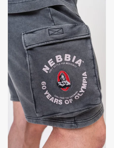 NEBBIA Washed voľné cargo šortky LEGACY čierne