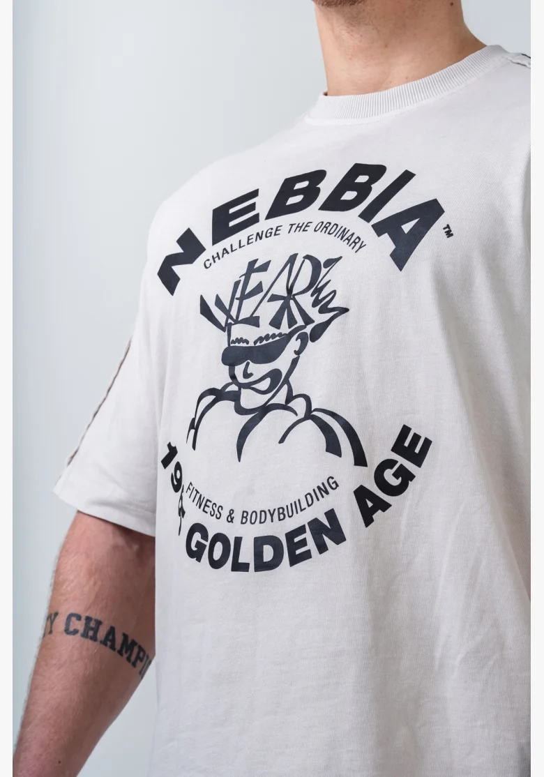 NEBBIA Praný oversized tričko GOLDEN AGE šedé