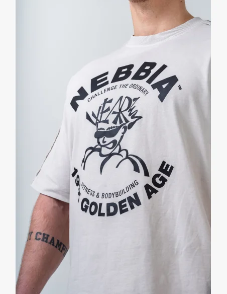 NEBBIA Praný oversized tričko GOLDEN AGE šedé