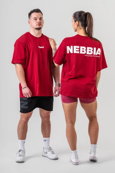 NEBBIA • NEBBIA GYM ESSENTIALS Oversized tričko červené • Nebshop.sk