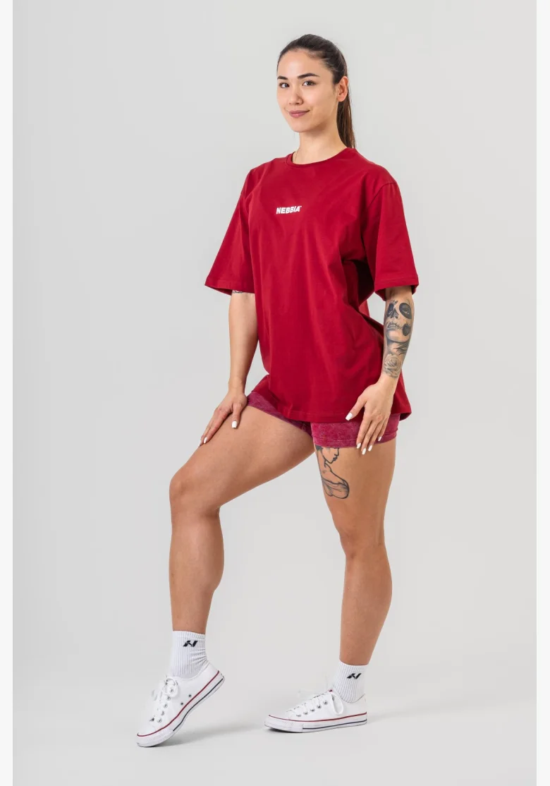 NEBBIA GYM ESSENTIALS Oversized tričko červené