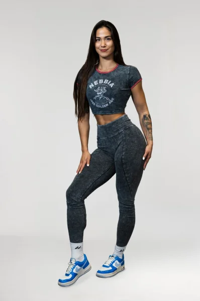 NEBBIA • NEBBIA Washed fitness legíny s vysokým pasem GYM WARRIOR • Nebshop.sk