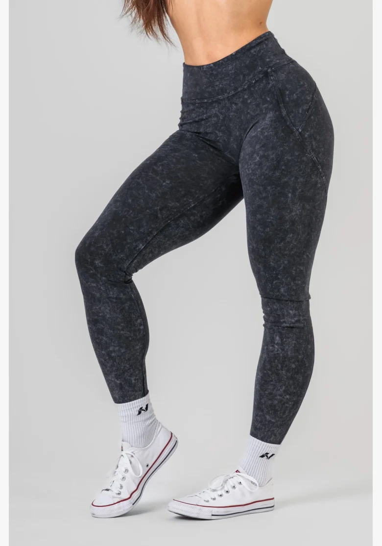 NEBBIA Washed fitness legíny s vysokým pásom GYM WARRIOR