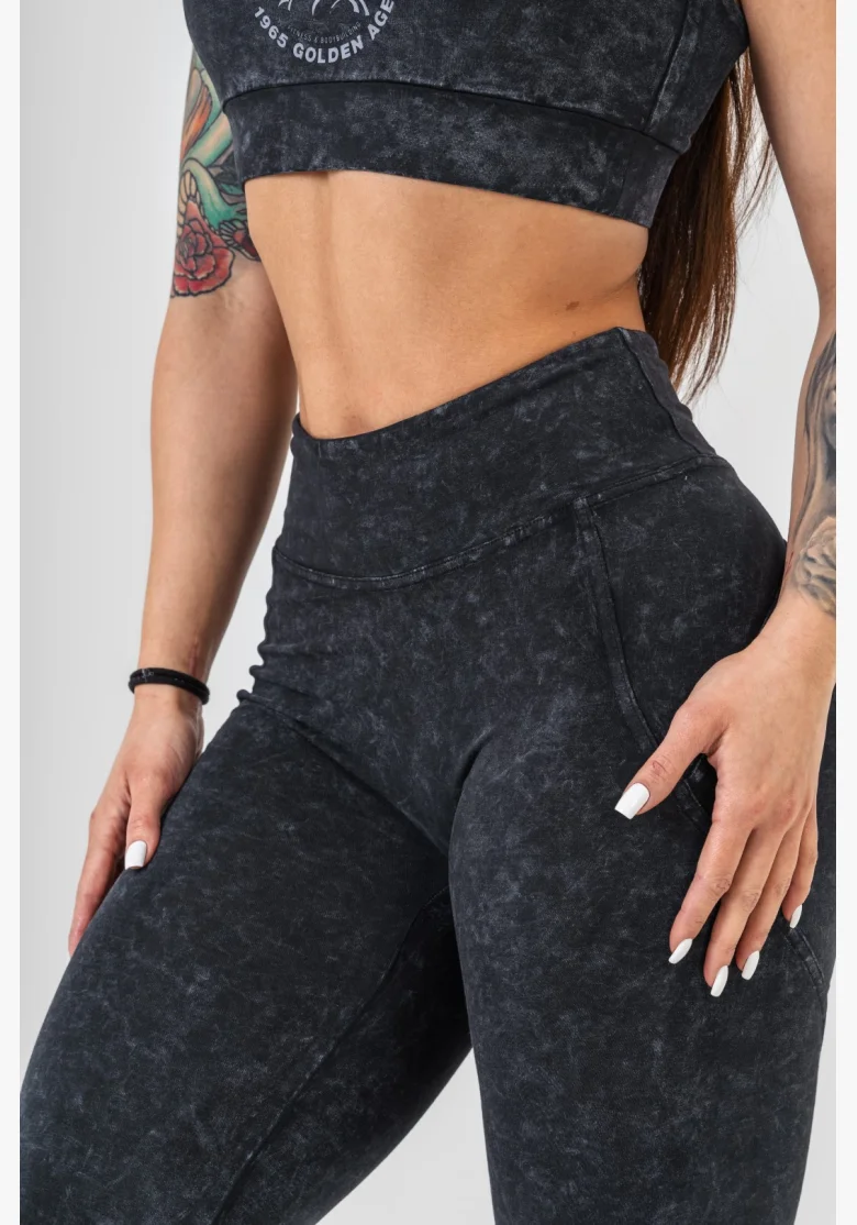 NEBBIA Washed fitness legíny s vysokým pásom GYM WARRIOR