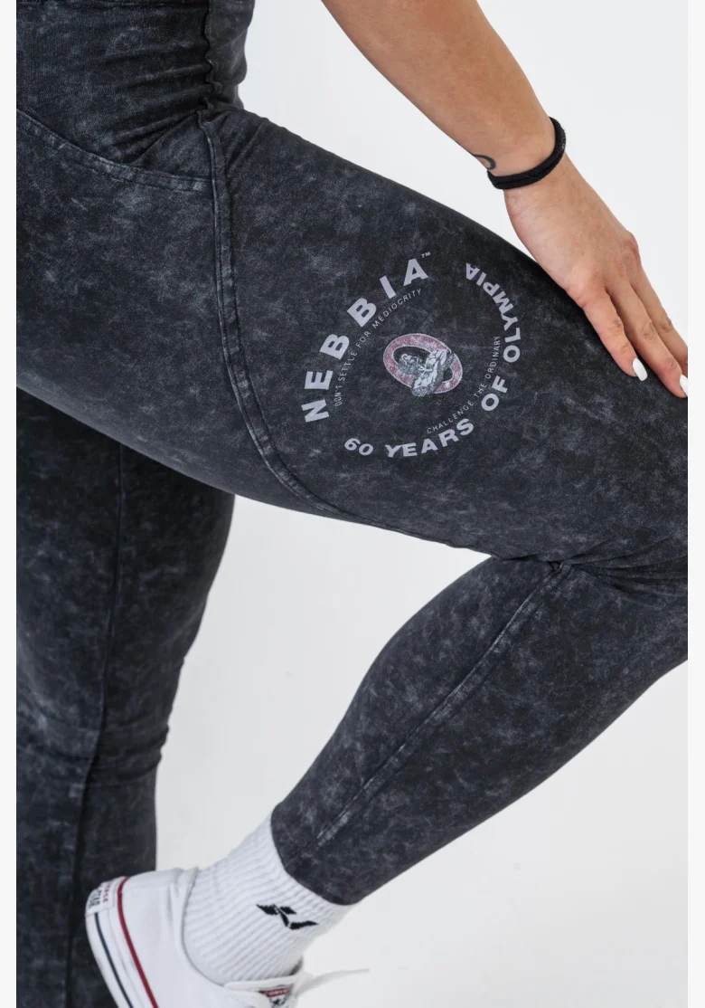 NEBBIA Washed fitness legíny s vysokým pásom GYM WARRIOR
