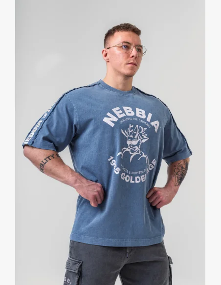 NEBBIA Umývané oversized tričko GOLDEN AGE modré