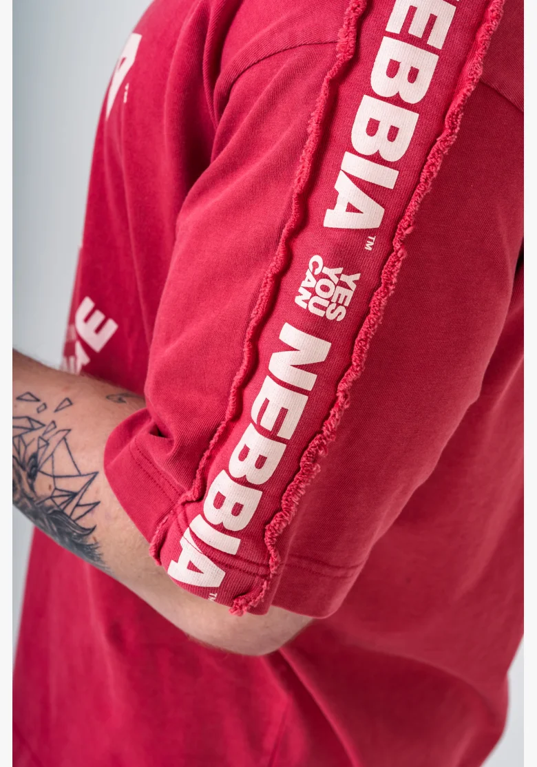 NEBBIA Prané oversized tričko GOLDEN AGE červené