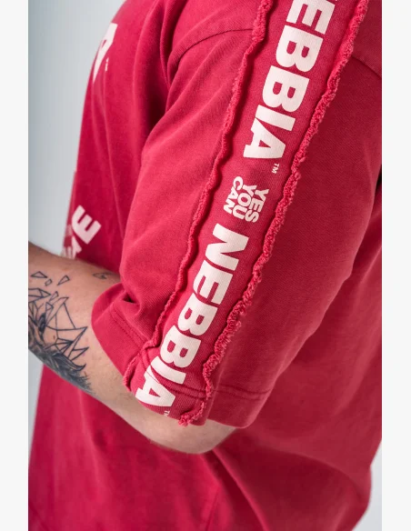 NEBBIA Prané oversized tričko GOLDEN AGE červené