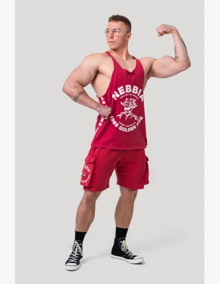 NEBBIA Washed muscle back stringer GOLDEN AGE červené