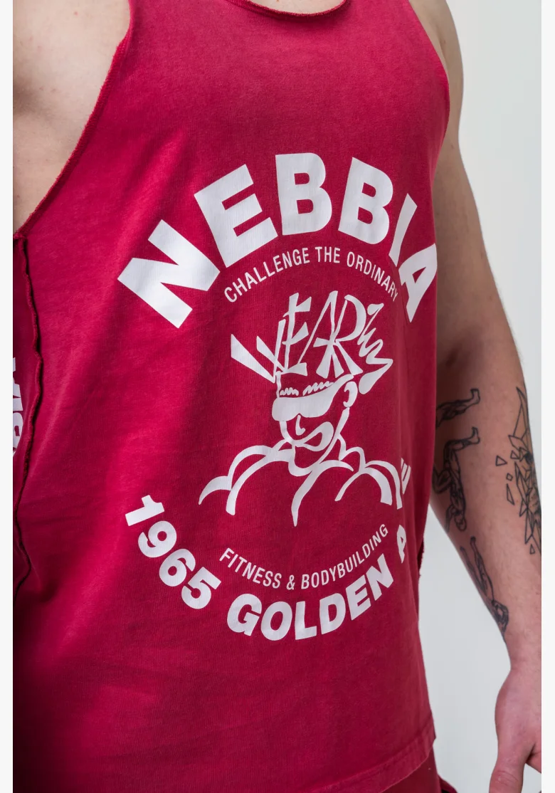 NEBBIA Washed muscle back stringer GOLDEN AGE červené