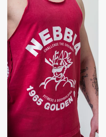 NEBBIA Washed muscle back stringer GOLDEN AGE červené
